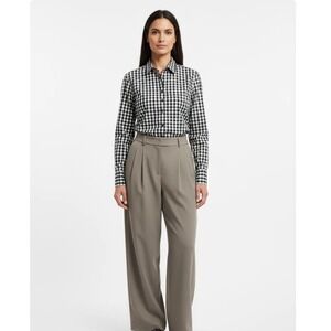 Banana Republic Riley Tailored Fit Gingham Check Button Down Shirt Women Size 14